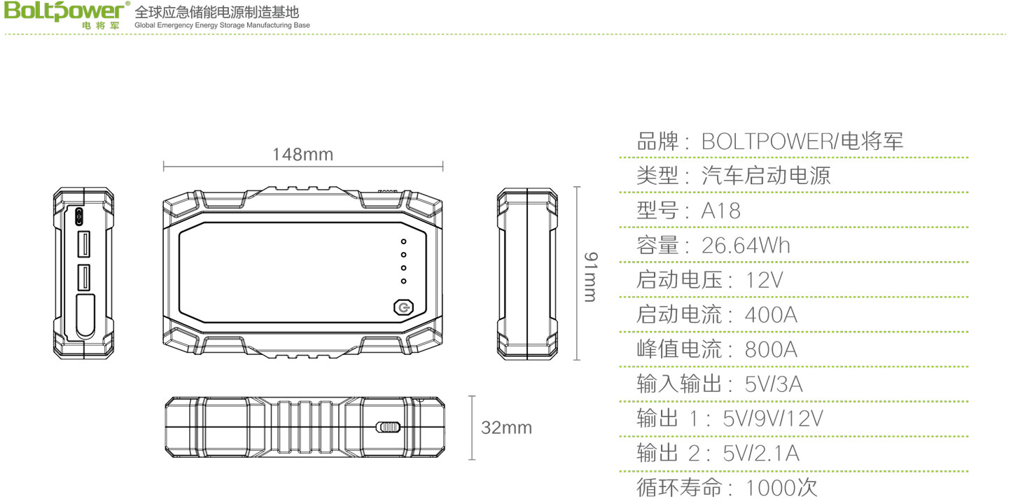 利来国际最老品牌网A18汽车应急启动电源