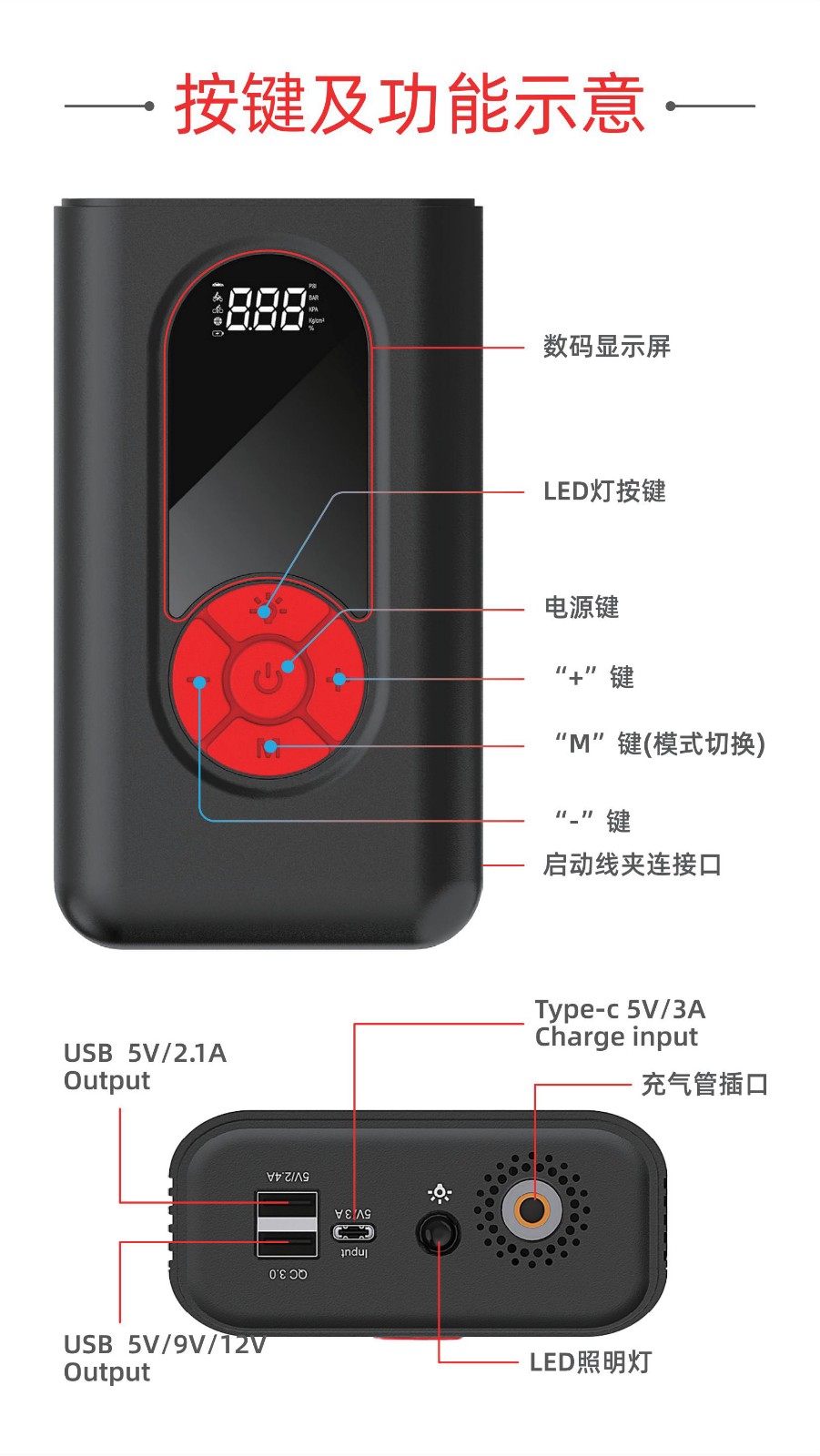 Boltpower利来国际最老品牌网B11 应急启动电源充气泵一体机03